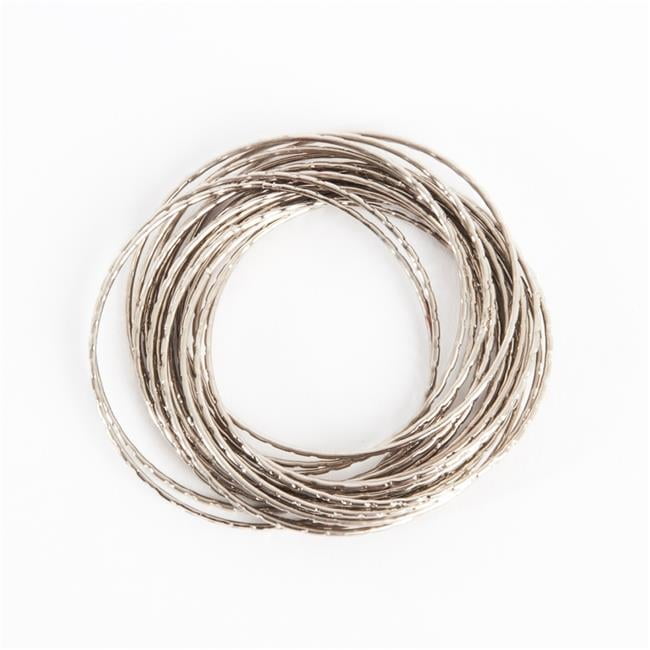 Silver Textured Metal Bangle Design Napkin Rings Set of 4