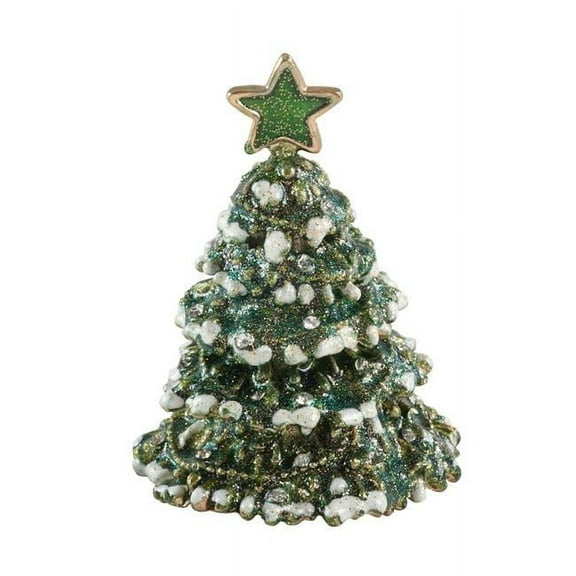 Saro Lifestyle HA988.G 2 x 2 x 3.3 in. Bejeweled Christmas Tree Storage Box