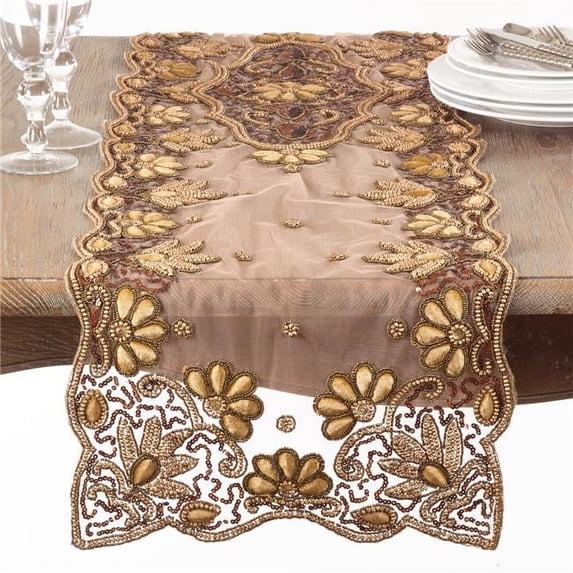 Saro Lifestyle Hand Beaded Design Table Runner