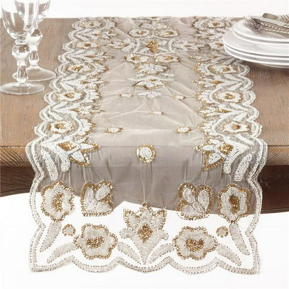Saro Lifestyle Hand-Beaded Table Runner