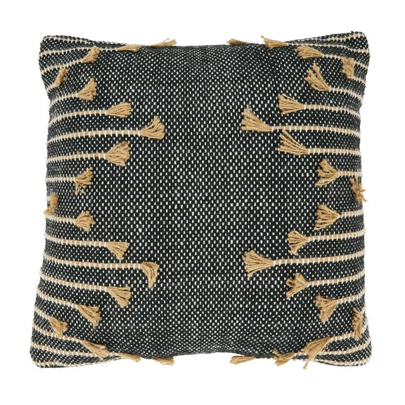 Saro Lifestyle Handcrafted Whimsy Zig Zag Tassel Throw Pillow Cover