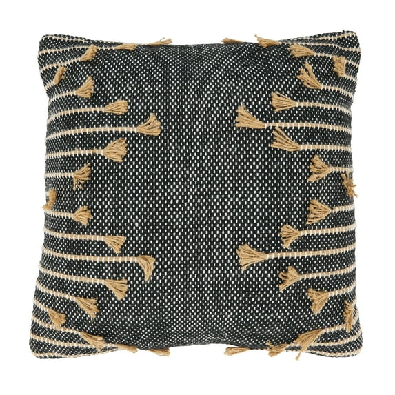 Saro Lifestyle Handcrafted Whimsy Zig Zag Tassel Throw Pillow Cover
