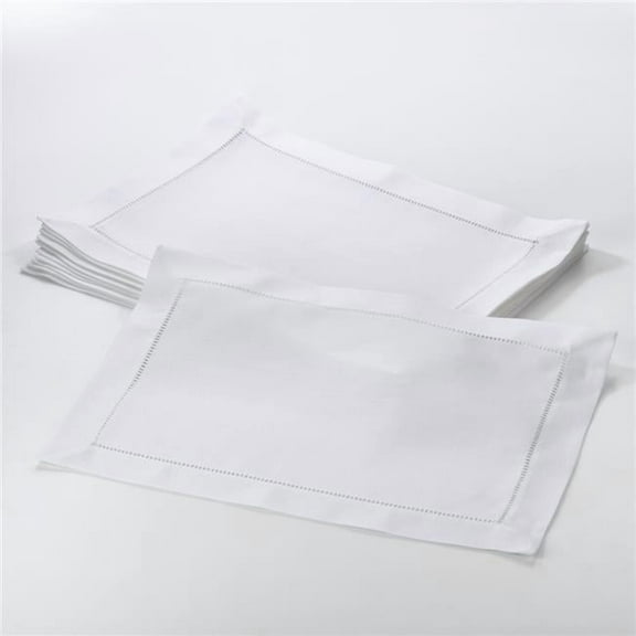 Saro Lifestyle Hemstitched Border Table Mats (Set of 12) White