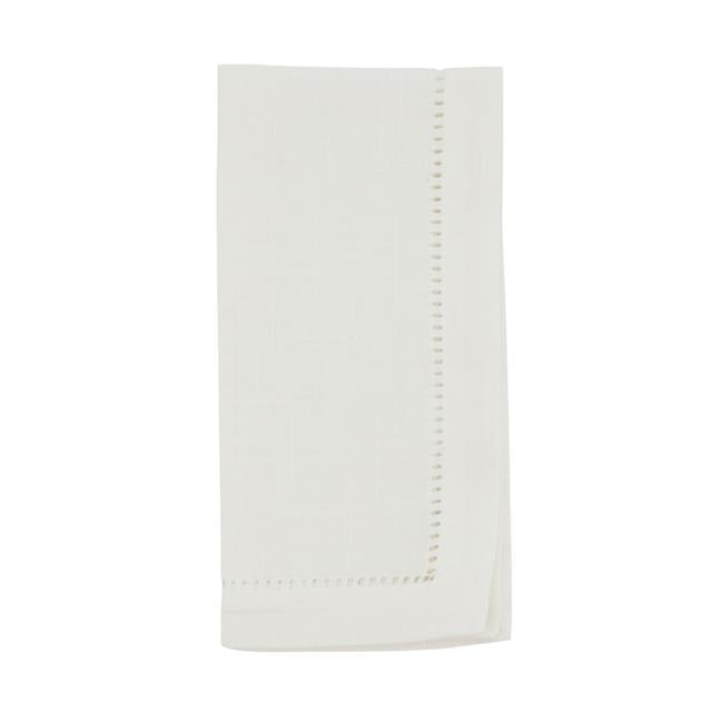 Ivory Hemstitched Border Cotton Dinner Napkins, Set of 12