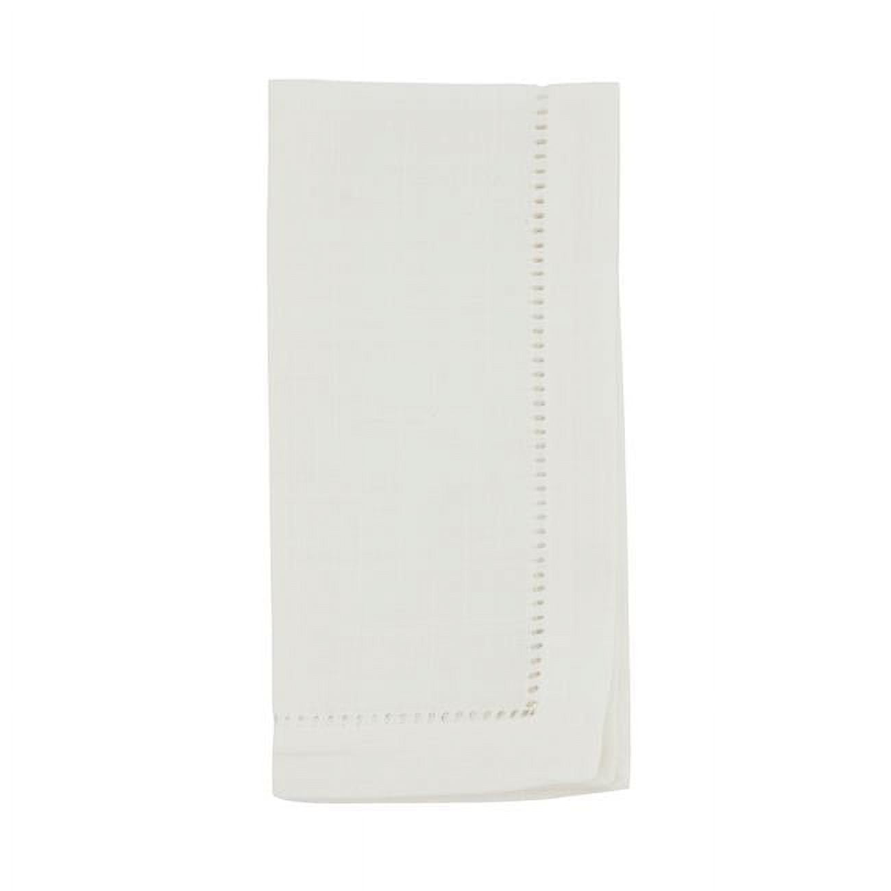 Ivory Hemstitched Border Cotton Dinner Napkins, Set of 12
