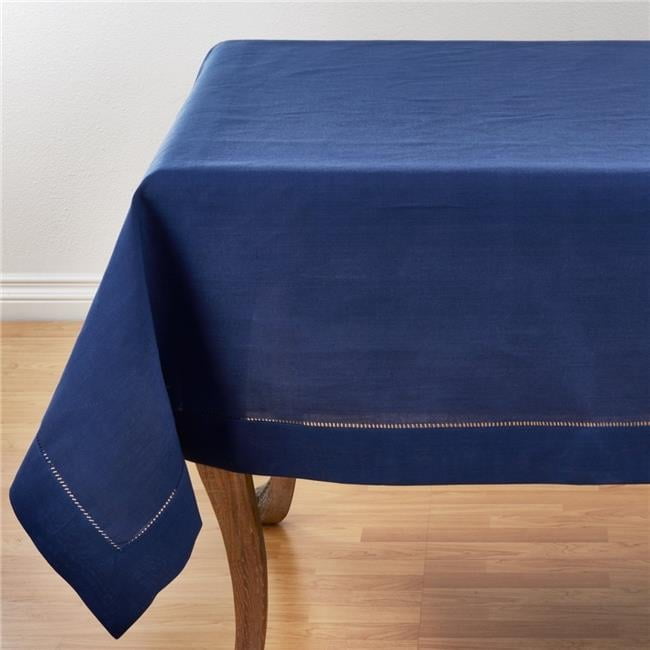 Navy Blue Hemstitched Square Fabric Tablecloth