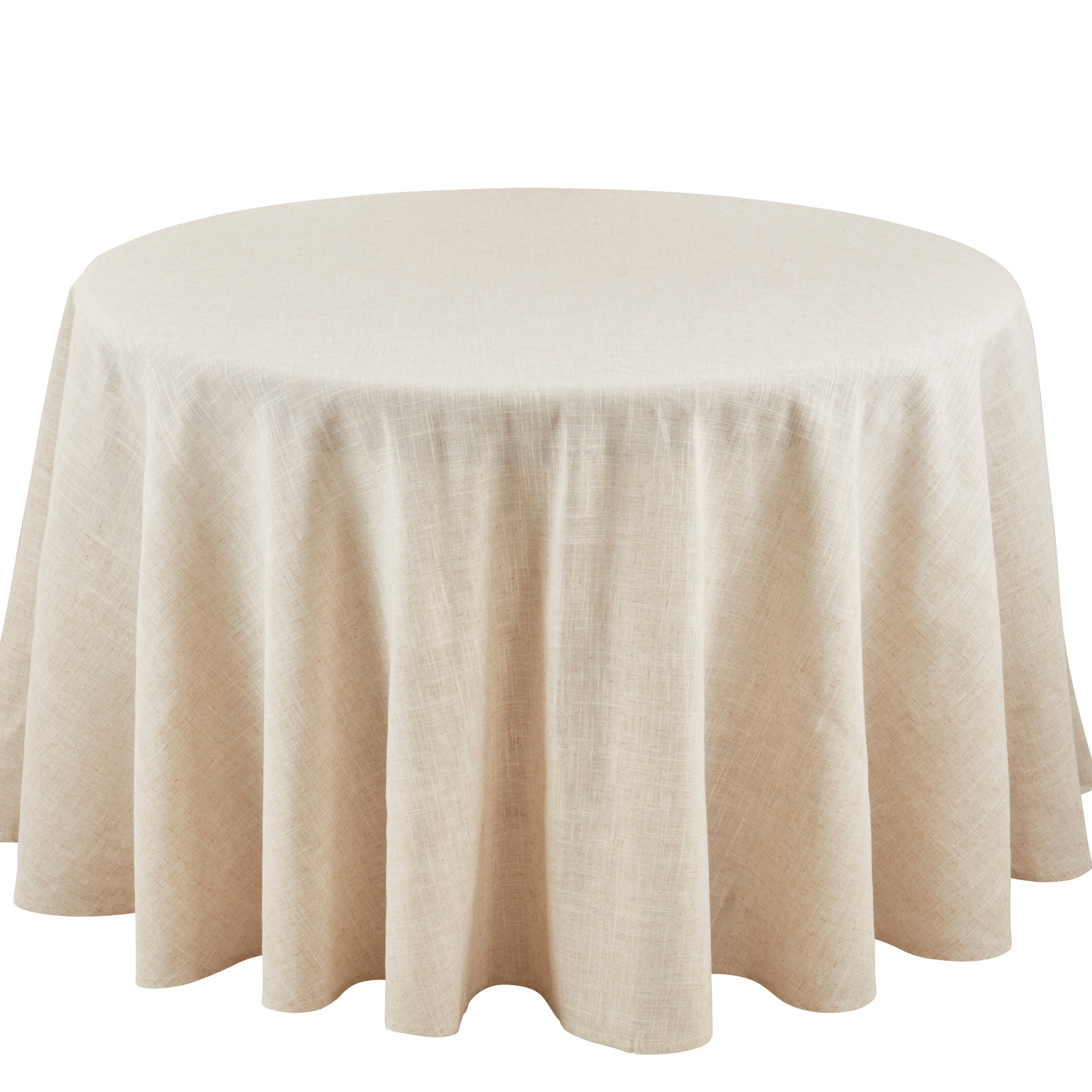 Natural Linen Blend Round Toscana Tablecloth, 96"