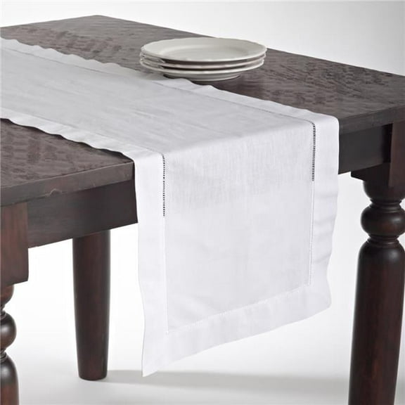 Saro Lifestyle Hemstitched Linen Blend Table Runner