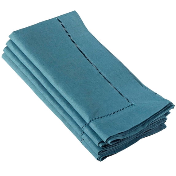 Saro Lifestyle Hemstitched Linen Dinner Napkins (Set of 4) Indigo