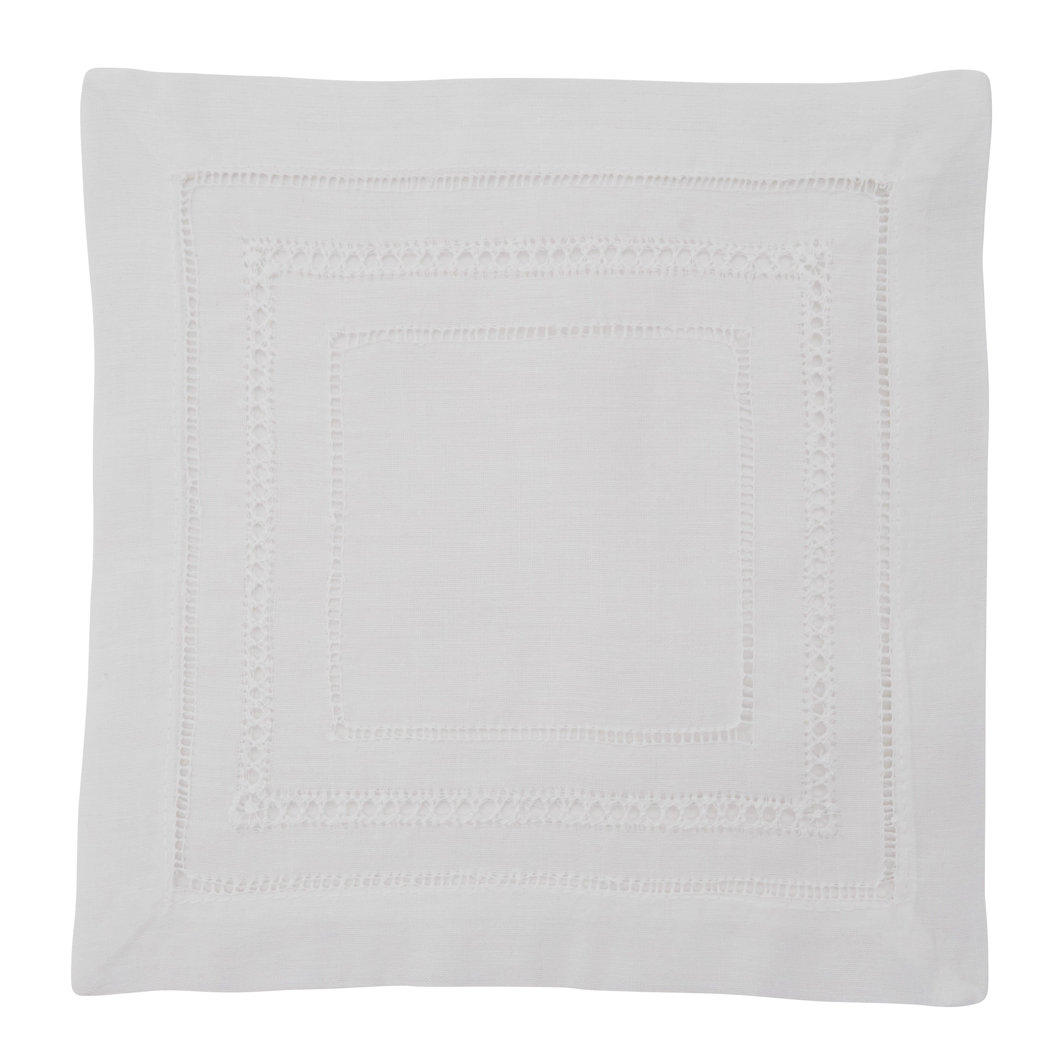 White Hemstitched Linen Cotton Table Napkins, Set of 4