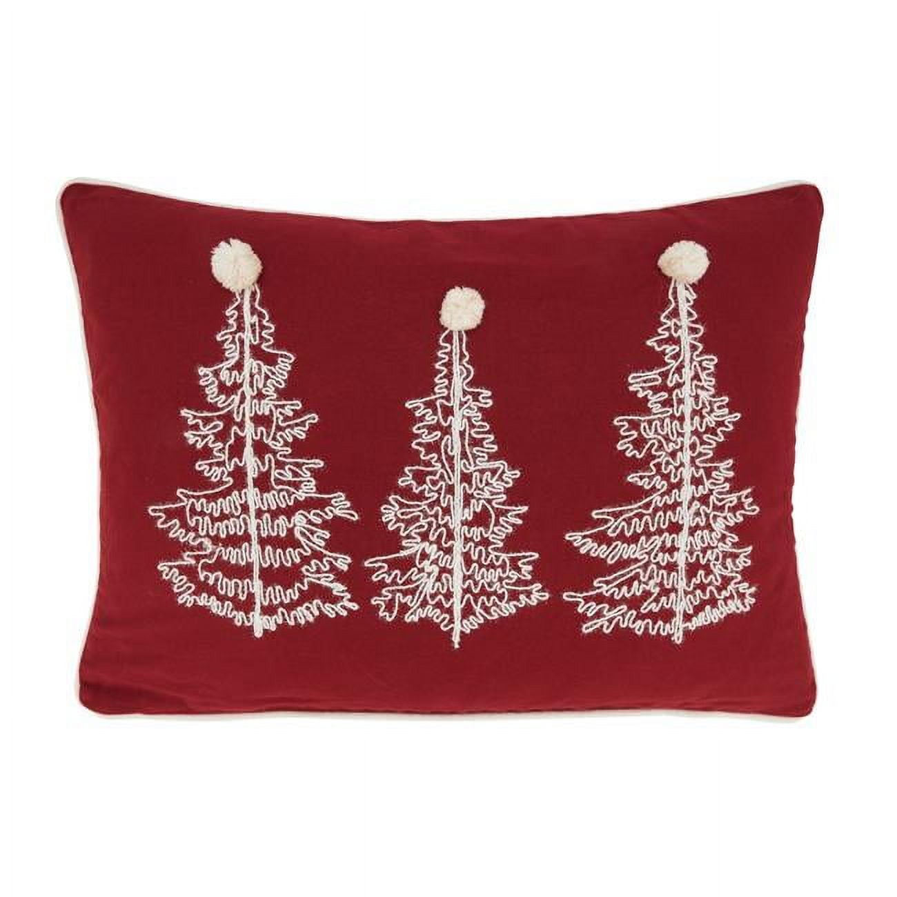 Red Rectangular Christmas Trees Down Filled Throw Pillow