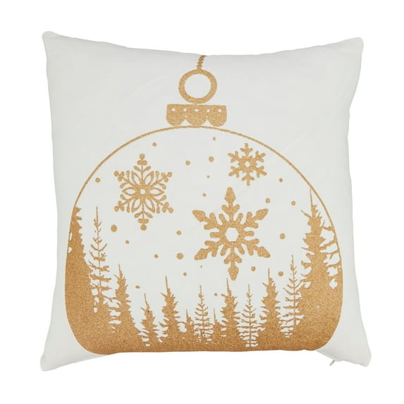 Saro Lifestyle Holiday Sparkle Ornament Down Filled Throw Pillow