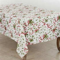 Saro Lifestyle Holly and Ribbon Design Christmas Tablecloth