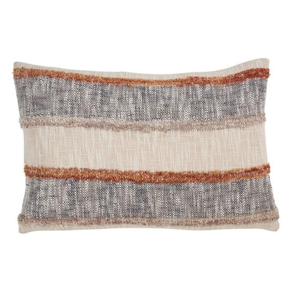 Saro Lifestyle Horizontal Striped Design Throw Pillow Cover