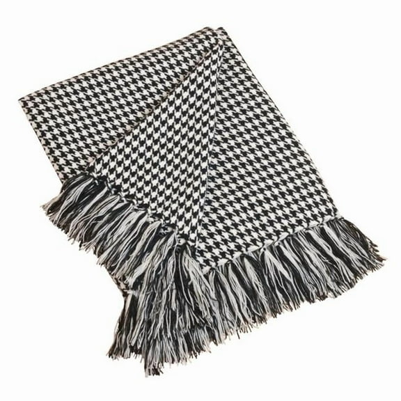 Saro Lifestyle Houndstooth Design Throw Blanket Black Modern & Contemporary, Victorian