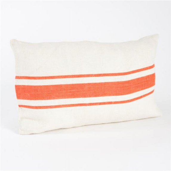 Saro Lifestyle JU190.TG1423B 14 x 23 in. Rectangular Striped Design Jute Down Filled Throw Pillow - Tangerine