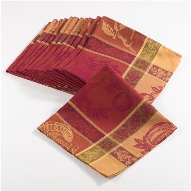 Warm Red and Gold Polyester Thanksgiving Napkin Set