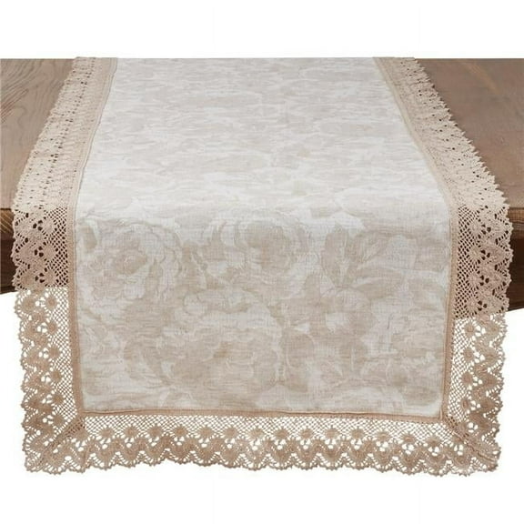 Saro Lifestyle Jacquard Lace Trim Table Runner