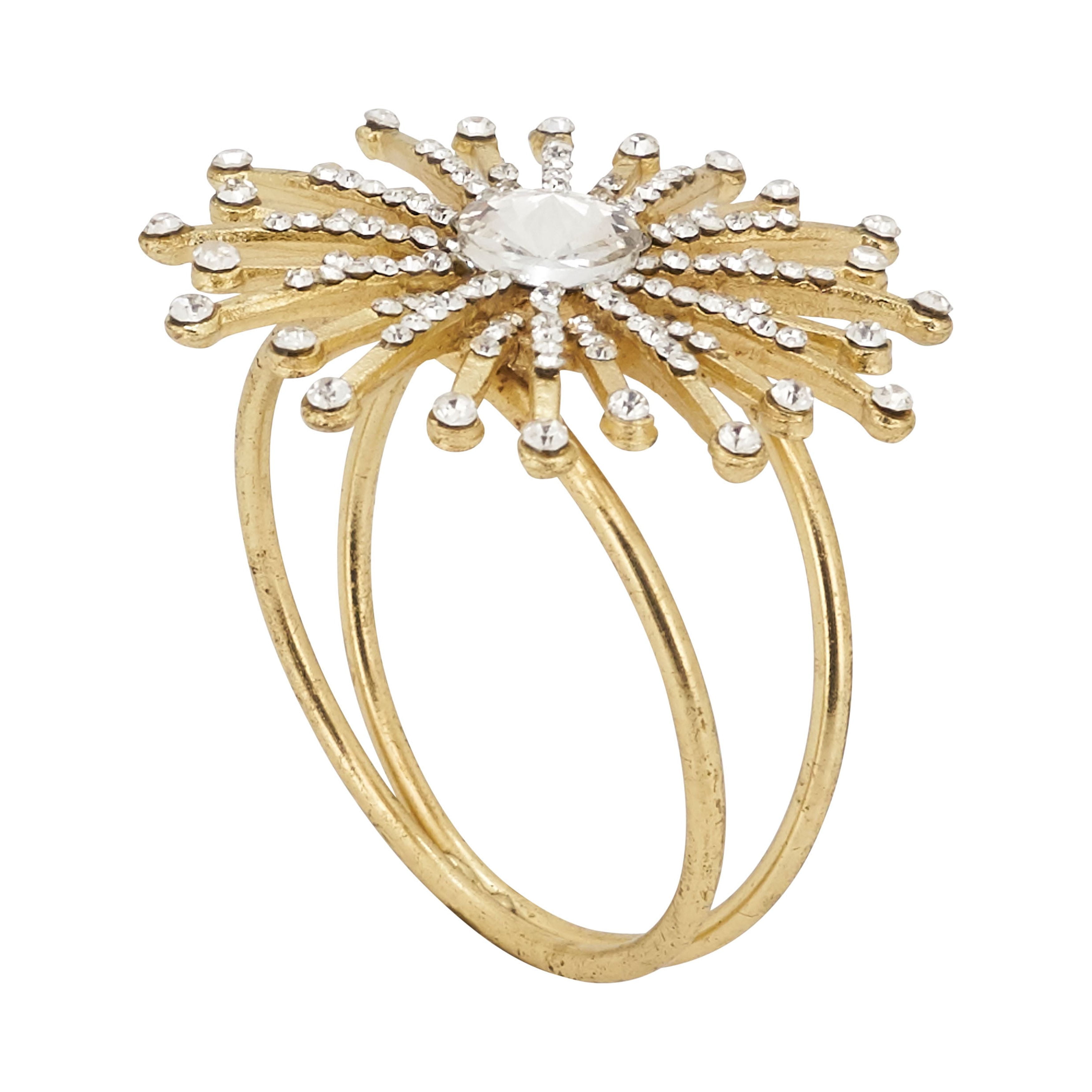 Gold Jewel Starburst Metal Napkin Rings Set of 4