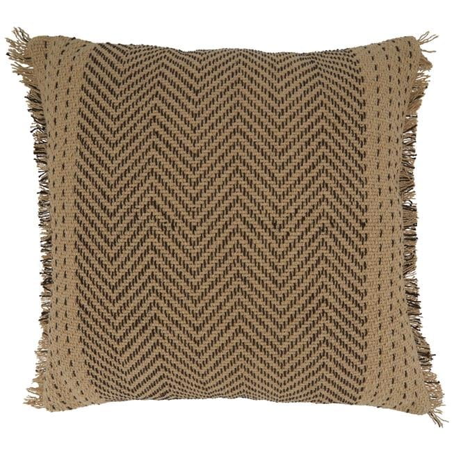 Natural Cotton Kantha Stitch Chevron Throw Pillow Cover