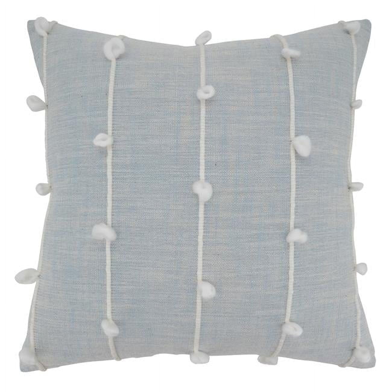 Large Blue Bohemian Decorative Pillow with Picot Trim