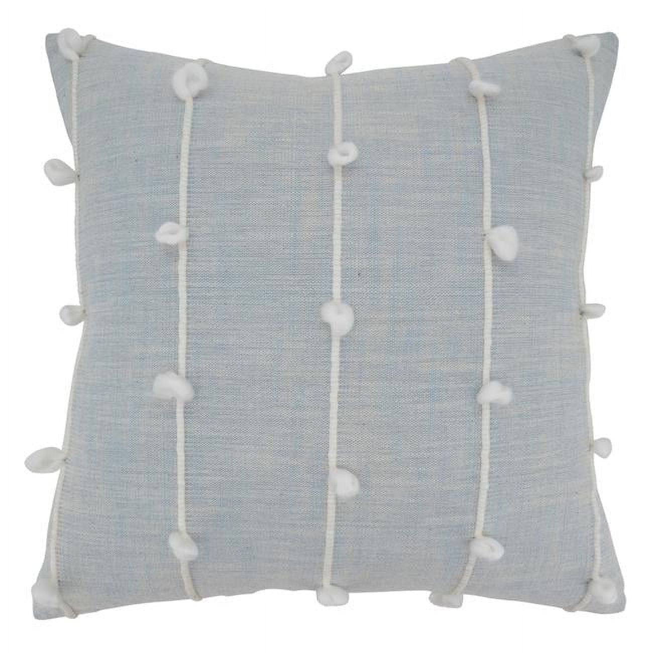 Large Blue Bohemian Decorative Pillow with Picot Trim