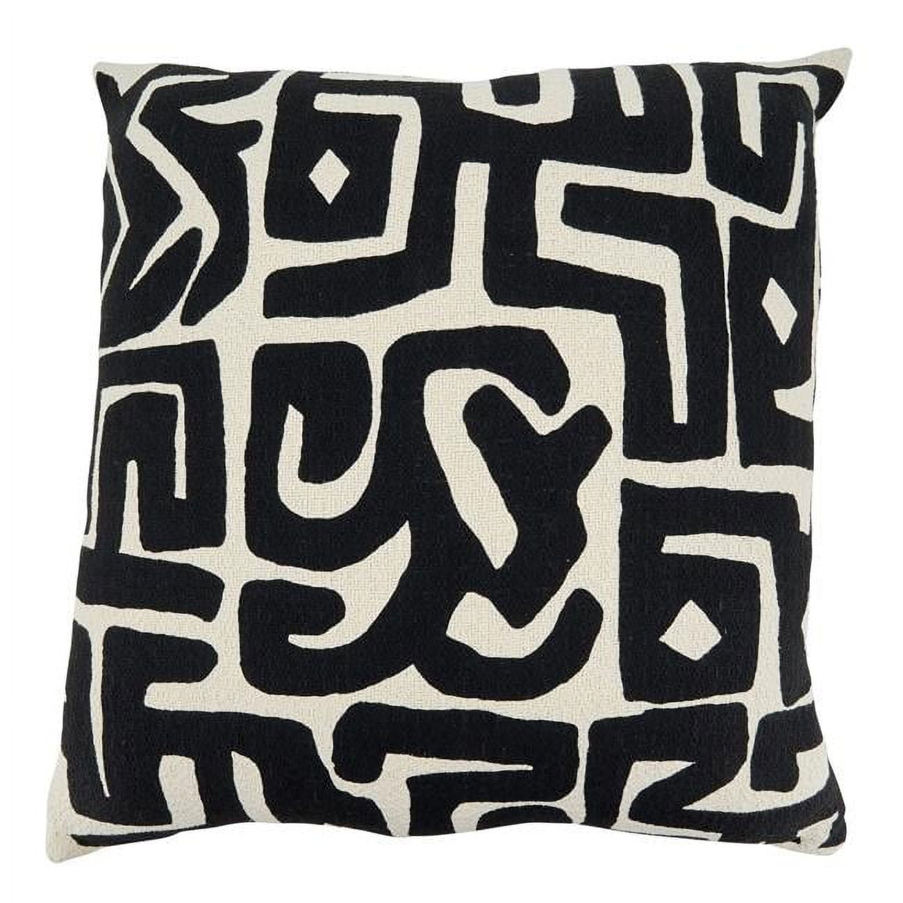 22" Square Black and White Cotton Geometric Throw Pillow