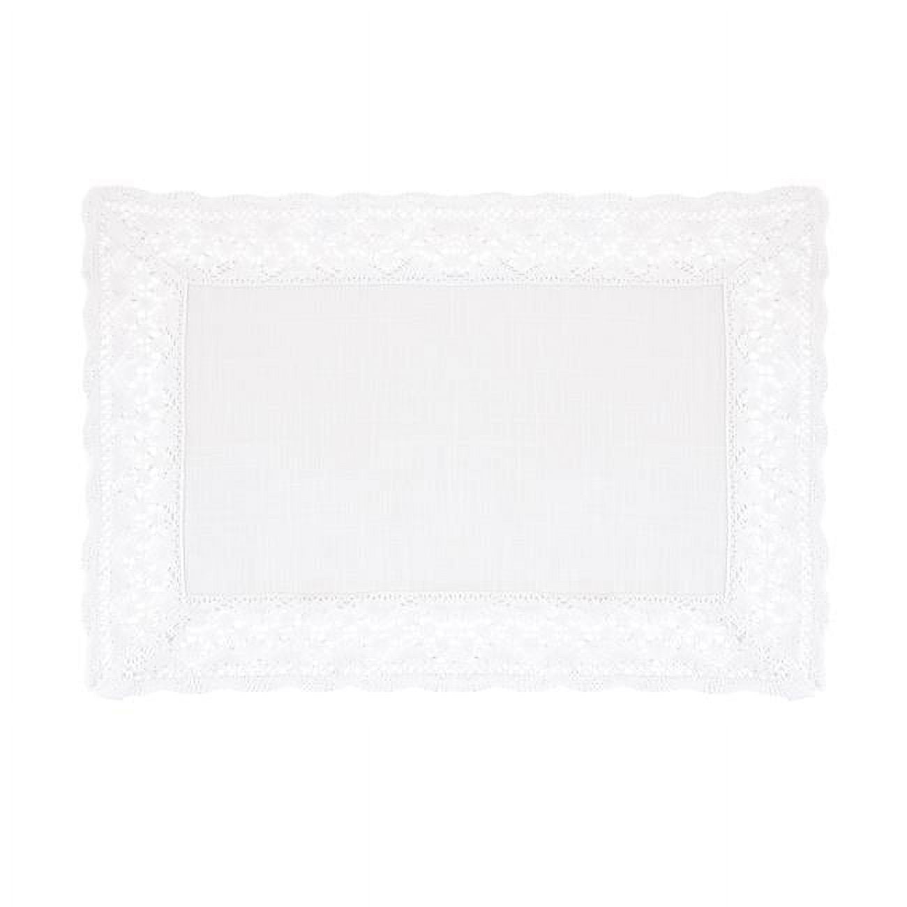 White Lace Border Rectangle Polyester Placemats Set