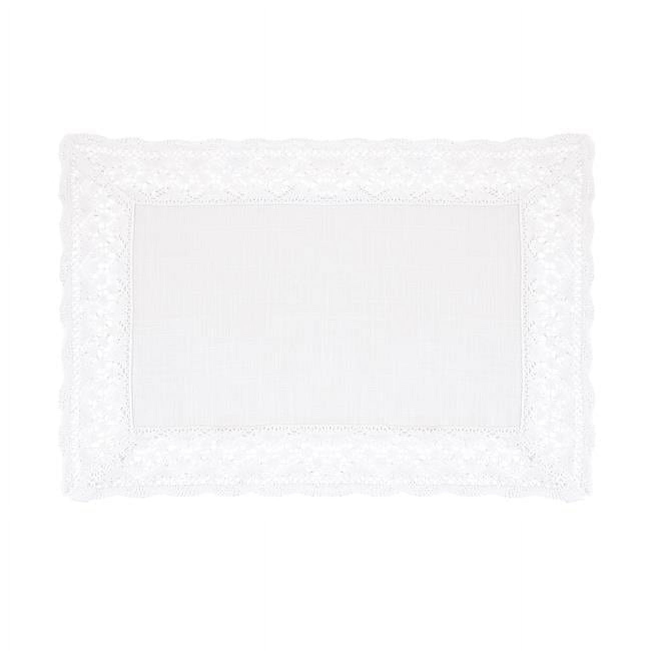 White Lace Border Rectangle Polyester Placemats Set