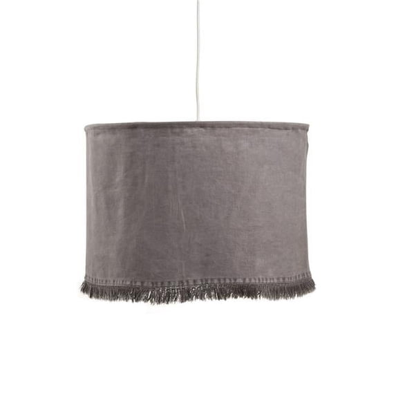 Saro Lifestyle Lamp Shade With Stonewashed Fringe Design Slate