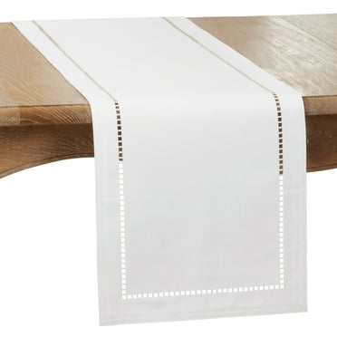 Saro Lifestyle Laser-Cut Hemstitch Table Runner