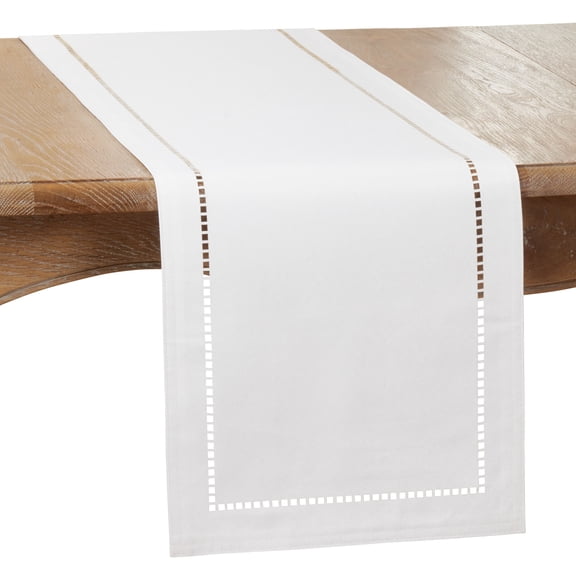 Saro Lifestyle Laser-Cut Hemstitch Table Runner