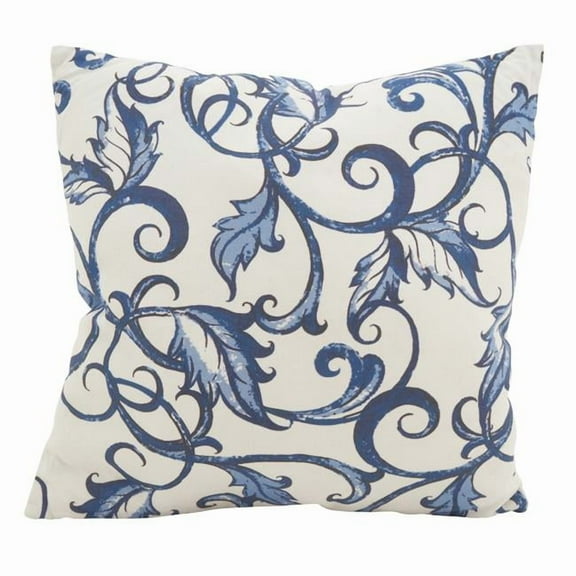 Saro Lifestyle Leaf and Vine Cotton Poly Filled Throw Pillow