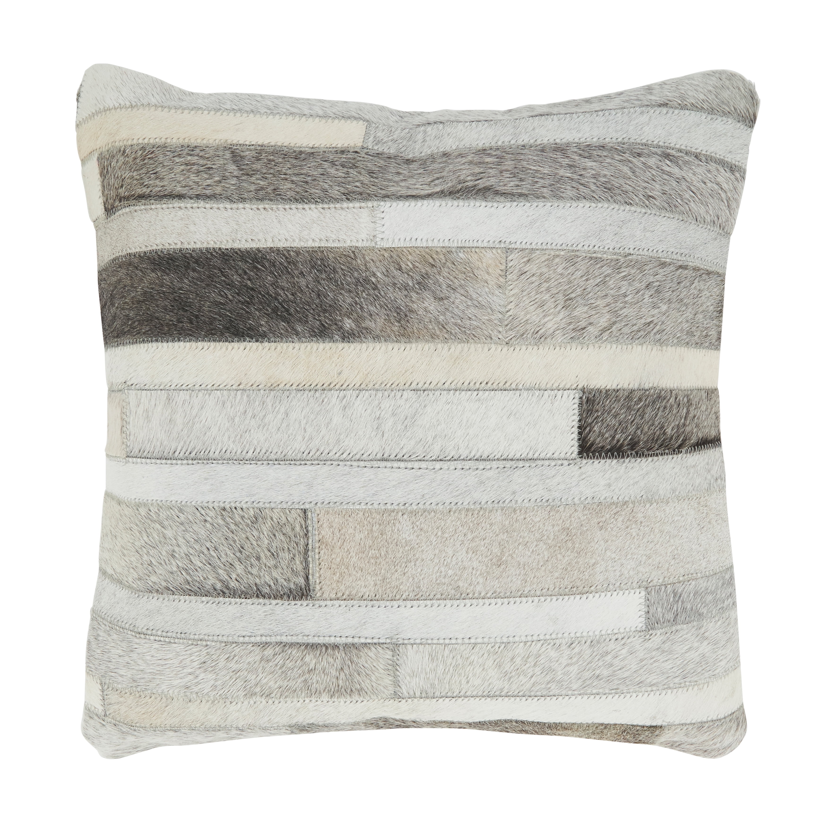 Gray Leather Hide Euro Throw Pillow Cover