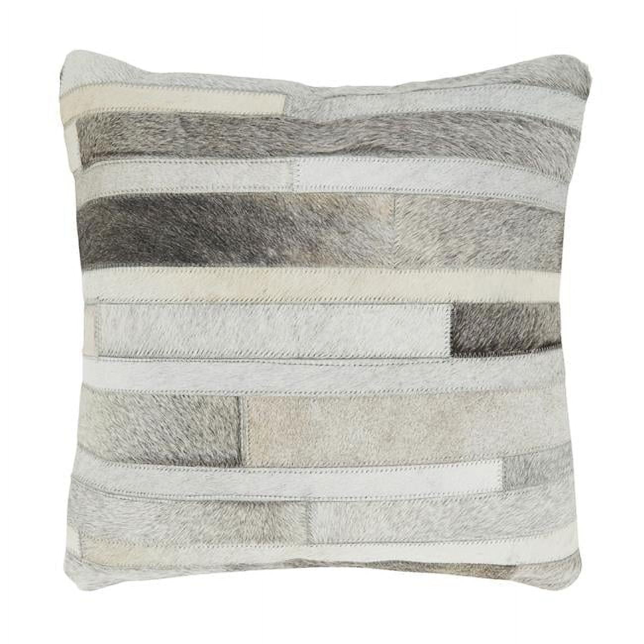 Gray Leather Hide Euro Throw Pillow Cover