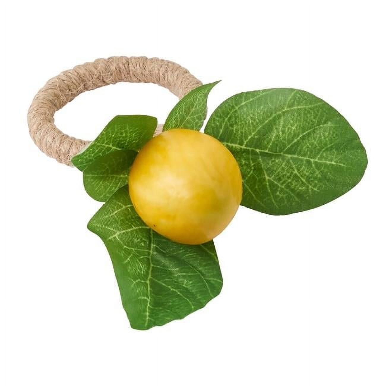 Set of 4 Yellow Lemon Design Plastic Napkin Ring Holders
