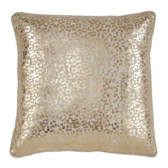 Saro Lifestyle Leopard Foil Print Leather Down Filled Throw Pillow