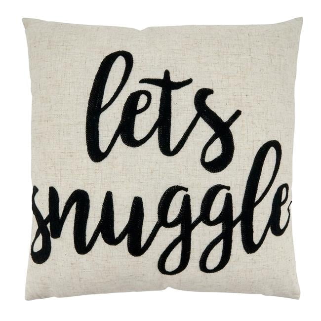 Natural Embroidered Let's Snuggle Decorative Pillow Cover
