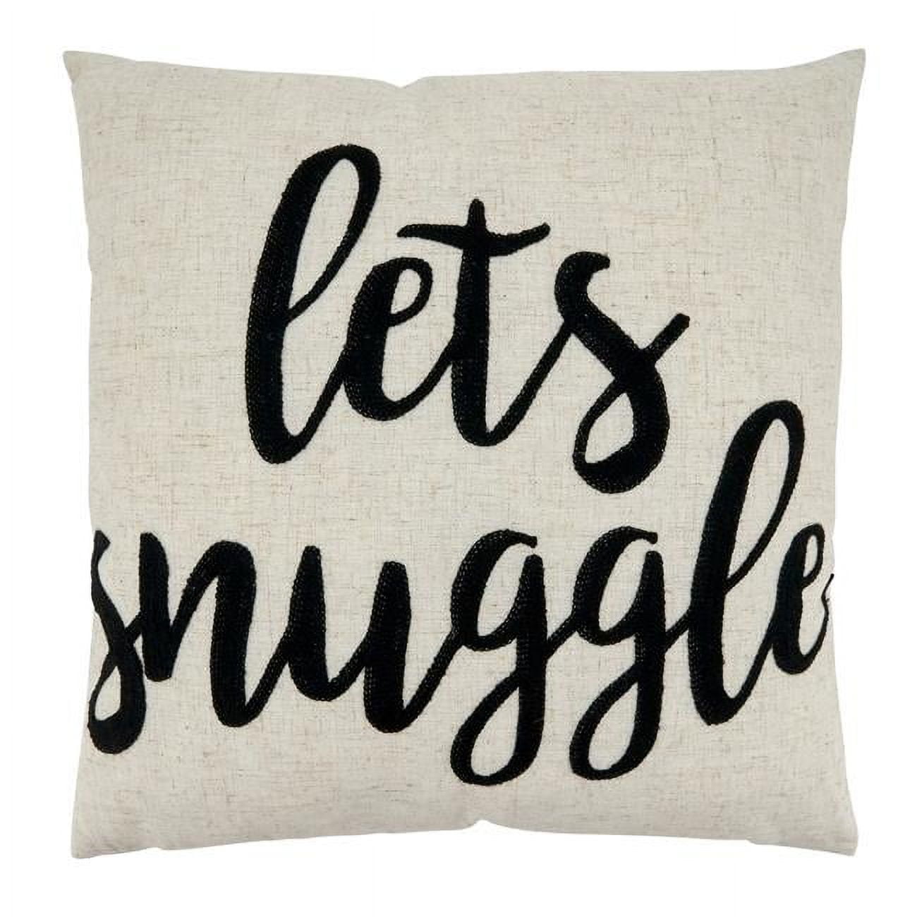 Natural Embroidered Let's Snuggle Decorative Pillow Cover