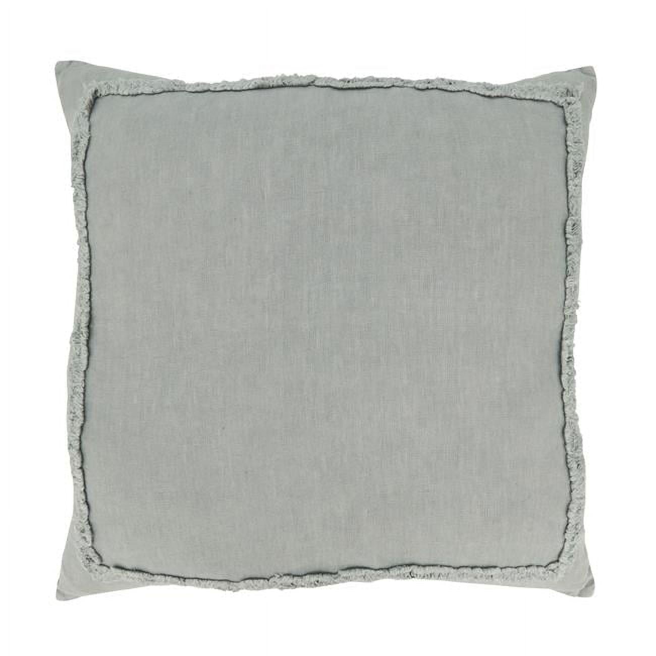 Blue Linen Ruffled Square Throw Pillow, 20x20