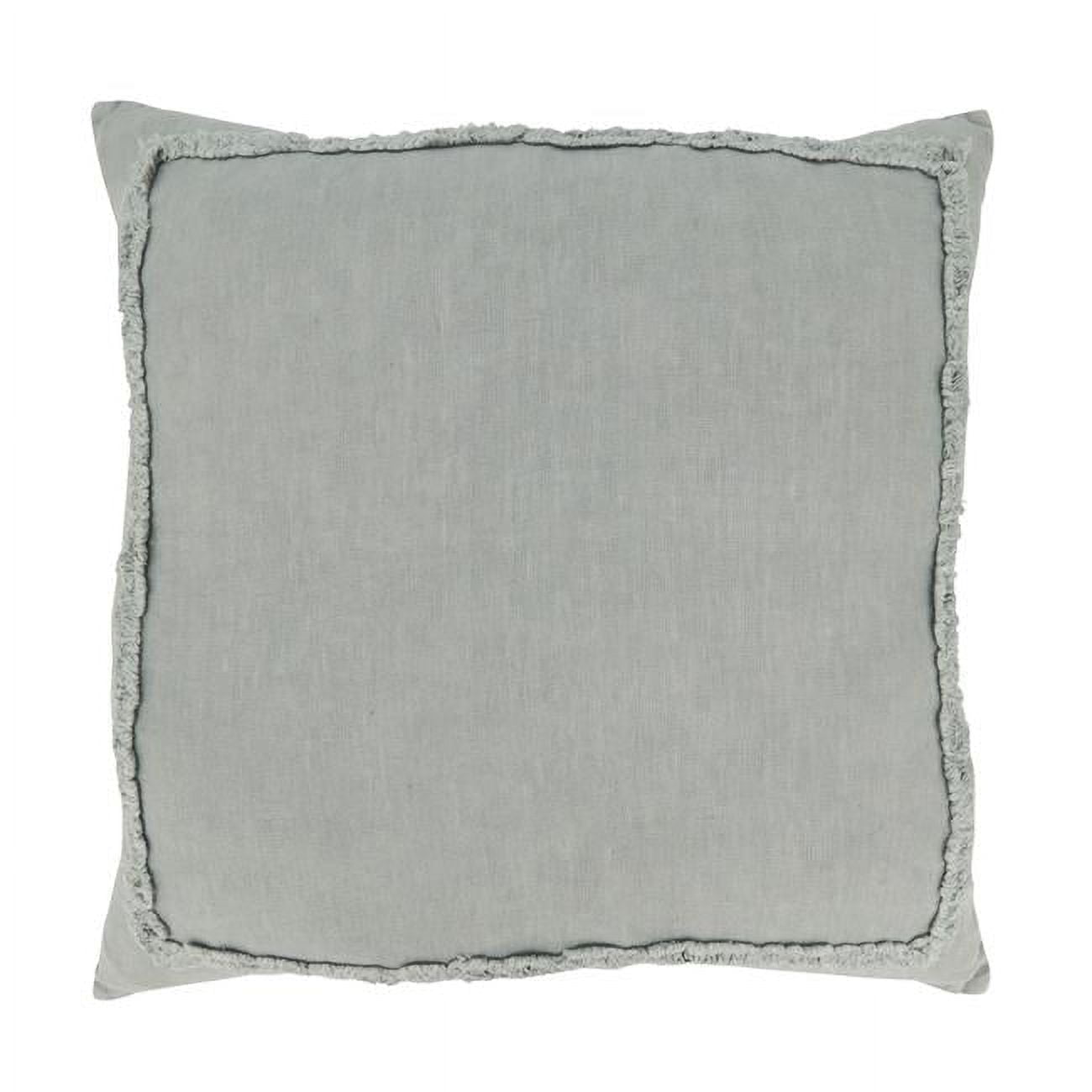 Blue Linen Ruffled Square Throw Pillow, 20x20