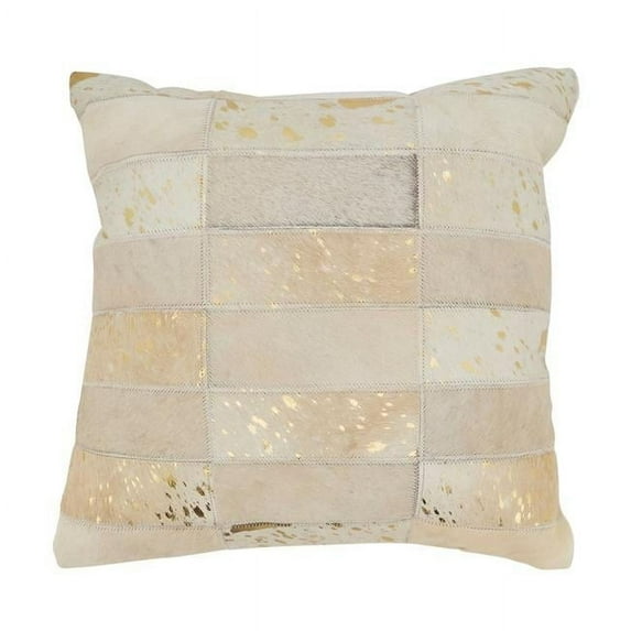 Saro Lifestyle Luxe Hair On Leather Down Filled Throw Pillow