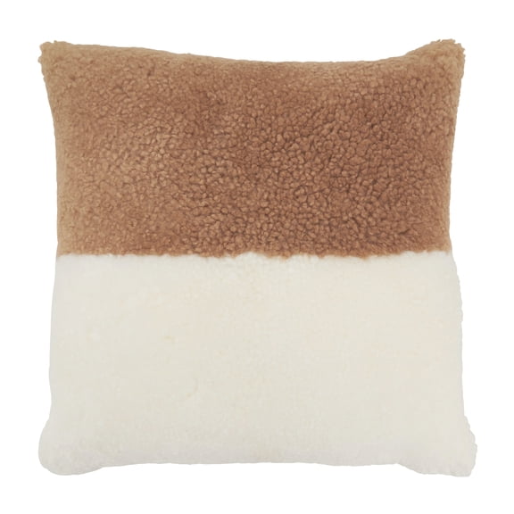 Saro Lifestyle Luxurious Sheep Fur Down Filled Pillow with Two-Tone Elegance