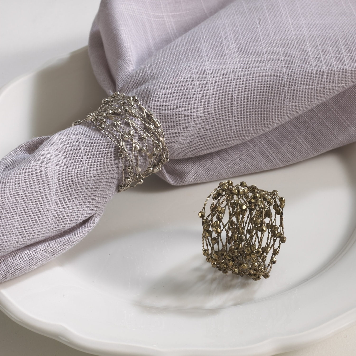 Silver Twisted Iron Napkin Rings Set of 4