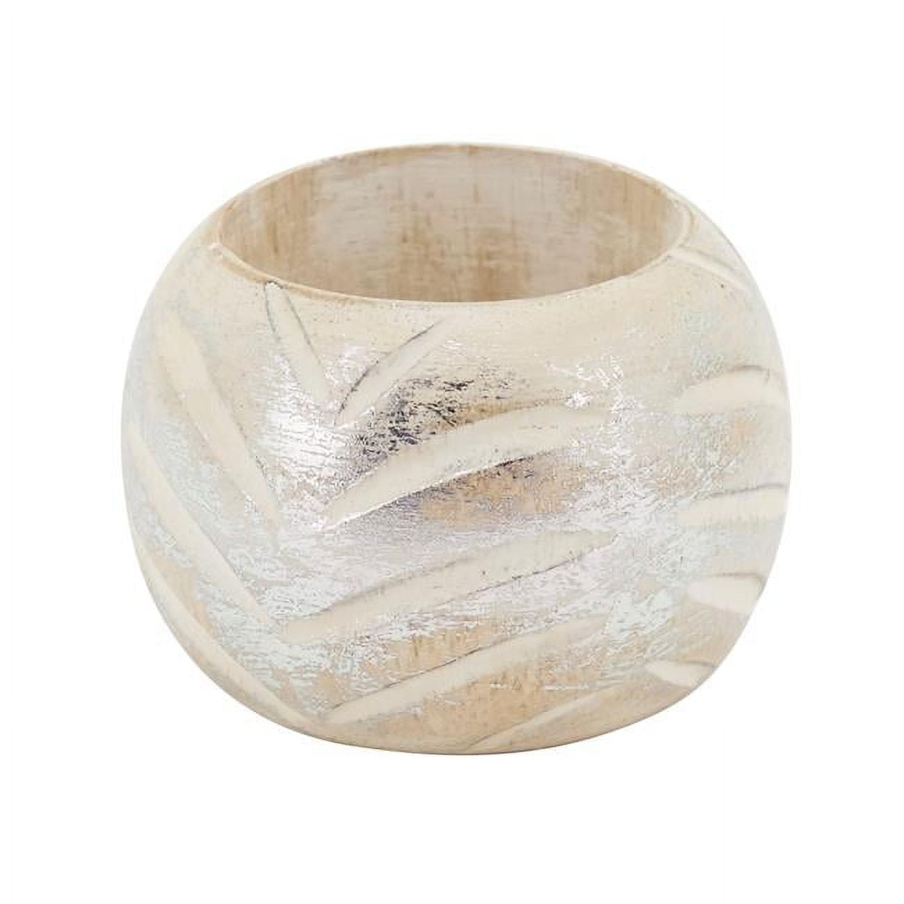 Distressed Silver Foil Mango Wood Napkin Rings, Set of 4