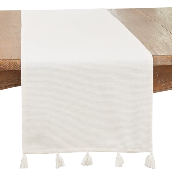 Saro Lifestyle Modern Minimalist Tassel Table Runner