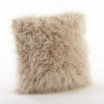 thumbnail image 1 of Saro Lifestyle Mongolian Shaggy Faux Fur Throw Pillow Oatmeal 18 X 18, 1 of 5