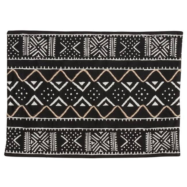 Black and White Cotton Geometric Mud Cloth Placemats