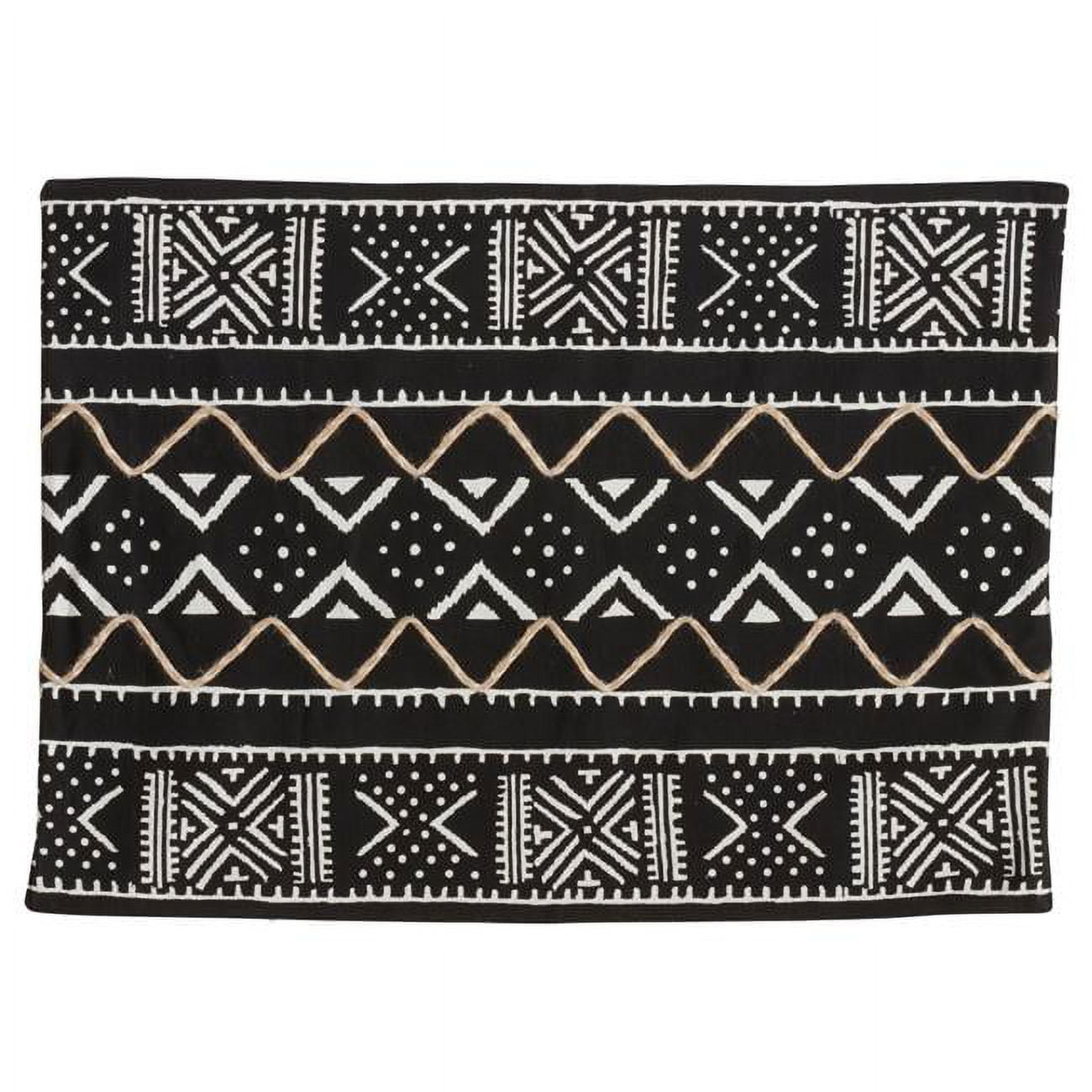 Black and White Cotton Geometric Mud Cloth Placemats