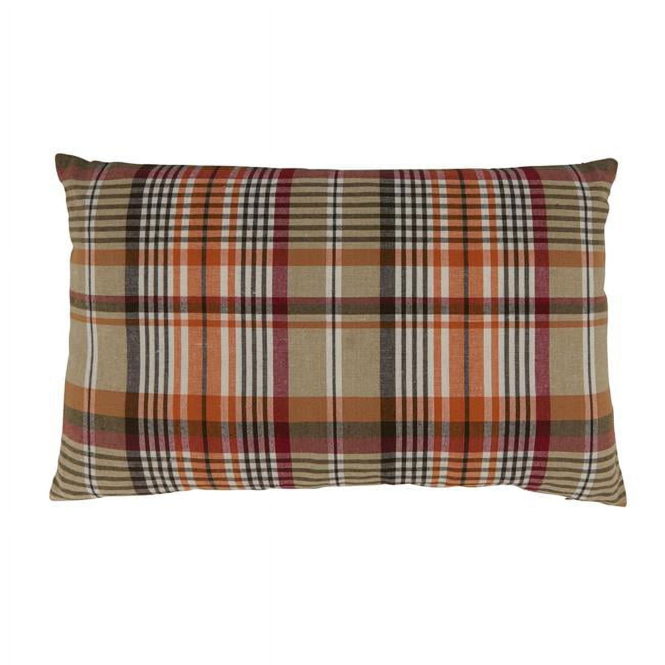 Cheerful Multi-Color Plaid Cotton Down-Filled Oblong Pillow